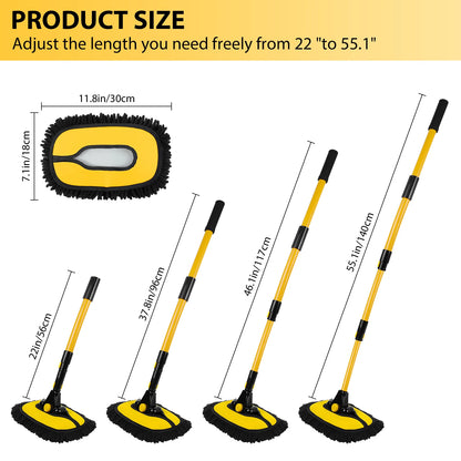 Retractable Car Wash Brush | 15 Arc Long Handle | Microfibre Mop for Cars & SUVs