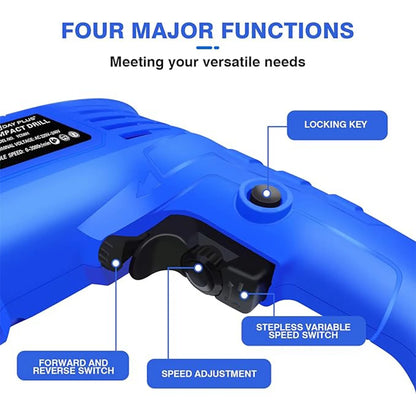 850W Corded Hammer Drill 240V | 3000RPM | 2-in-1 Impact Drill for Concrete