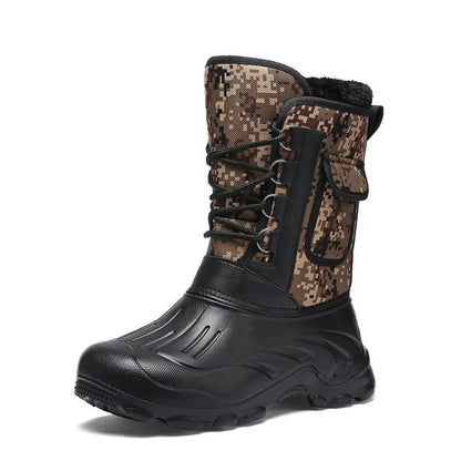 Fur Lined Rain & Snow Work Shoes, Warm Mid-Calf Outdoor Motorcycle Boots