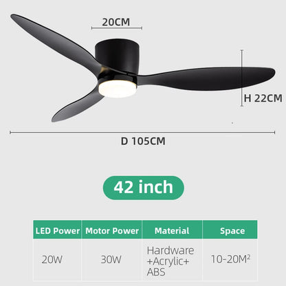 Minimalist Ceiling Fan with LED Light | 42" or 52" | Remote Control