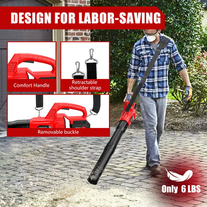 21V Cordless Leaf Blower 580CFM | Dual Battery & Charger | Garden Patio Lawn