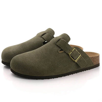 Women's Classic Faux Suede Cork Slippers with Arch Support
