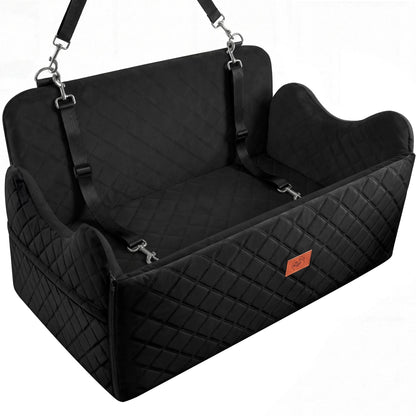 Large Dog Car Seat Booster | Memory Foam Pet Travel Bed | Non-Slip Safety Belt
