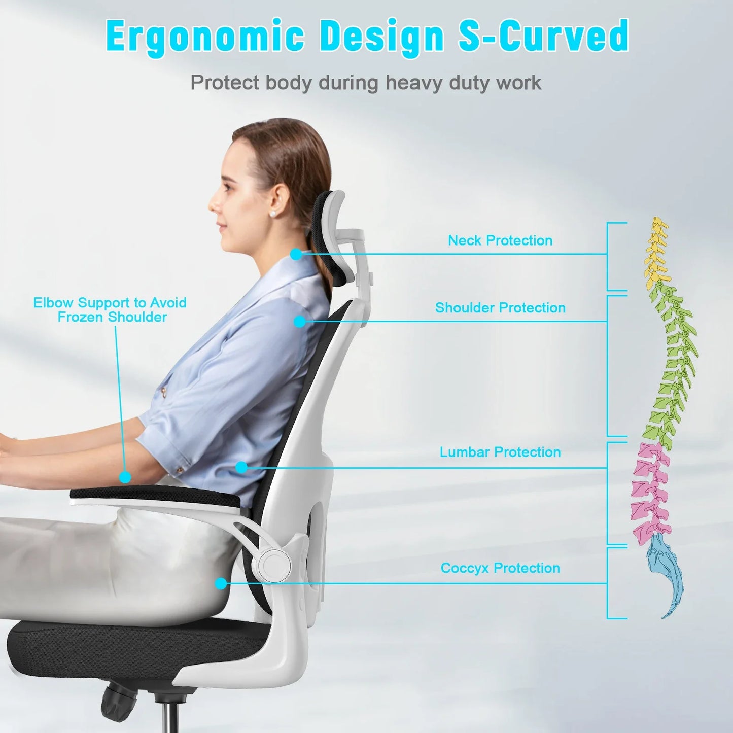 Adjustable High-Back Swivel Chair with Lumbar Support