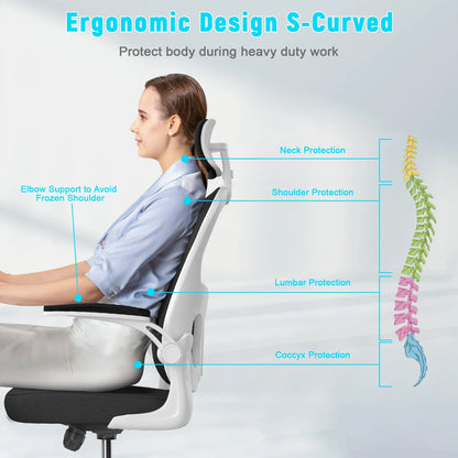 Adjustable High-Back Swivel Chair with Lumbar Support