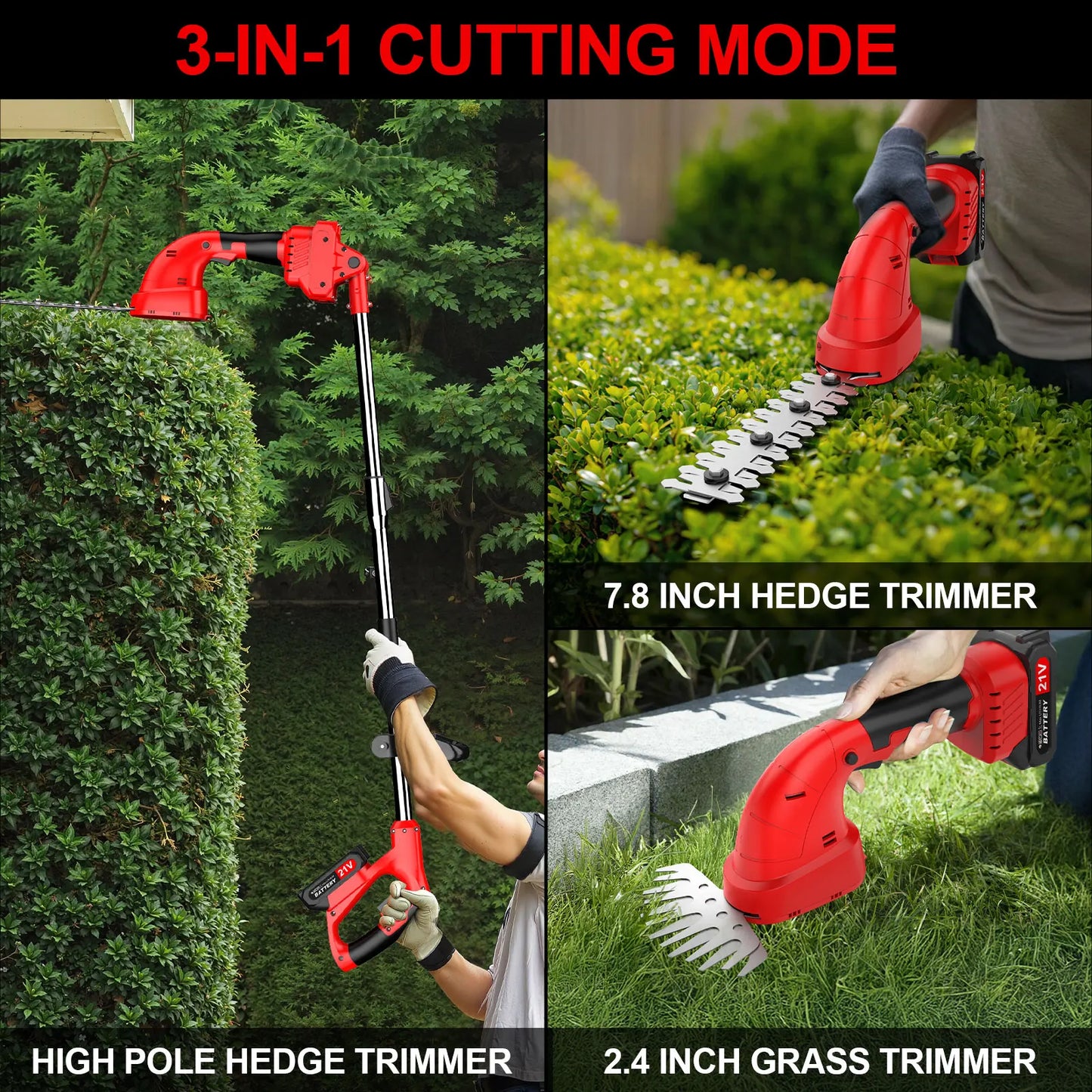 2-in-1 Cordless Pruning Tool | Grass Shear & Hedge Trimmer | Dual Battery
