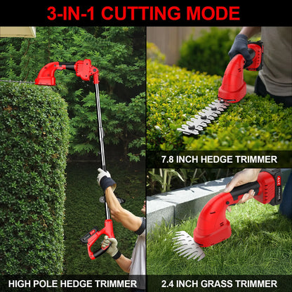 2-in-1 Cordless Pruning Tool | Grass Shear & Hedge Trimmer | Dual Battery