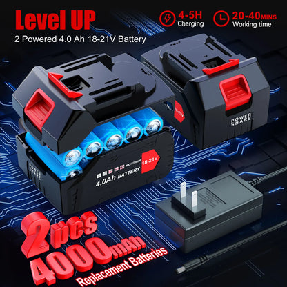21V Cordless Leaf Blower 580CFM | Dual Battery & Charger | Garden Patio Lawn