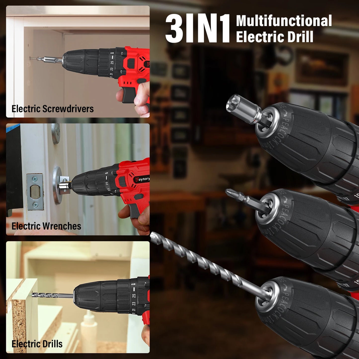 21V Cordless Drill Kit | 45Nm | 29-Piece Set | LED Light | Home DIY