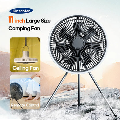 10000mAh Camping Fan with LED Light and Tripod - UK