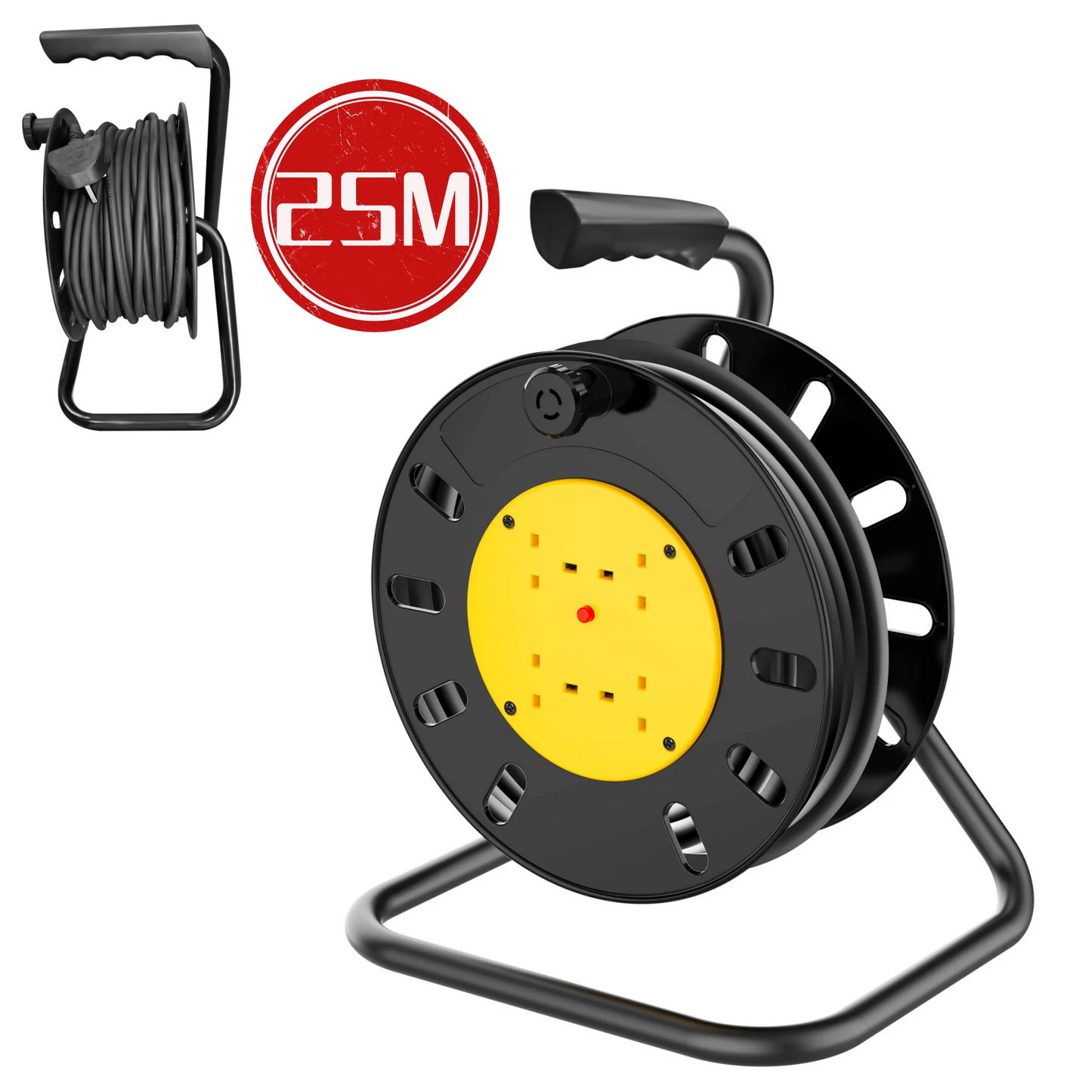 Extension Lead Cable Reel | 10m-50m | 4 Sockets | Thermal Cut-Out | UK Plug