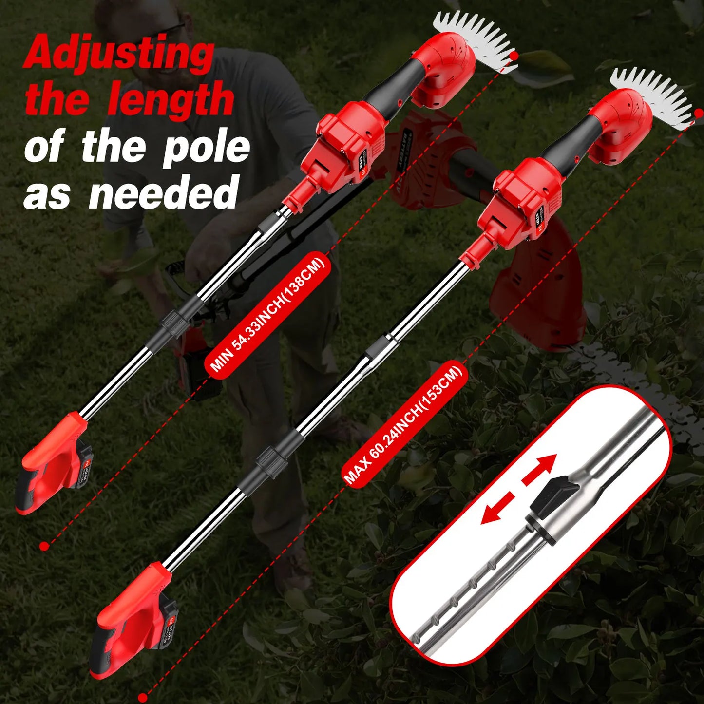 2-in-1 Cordless Pruning Tool | Grass Shear & Hedge Trimmer | Dual Battery