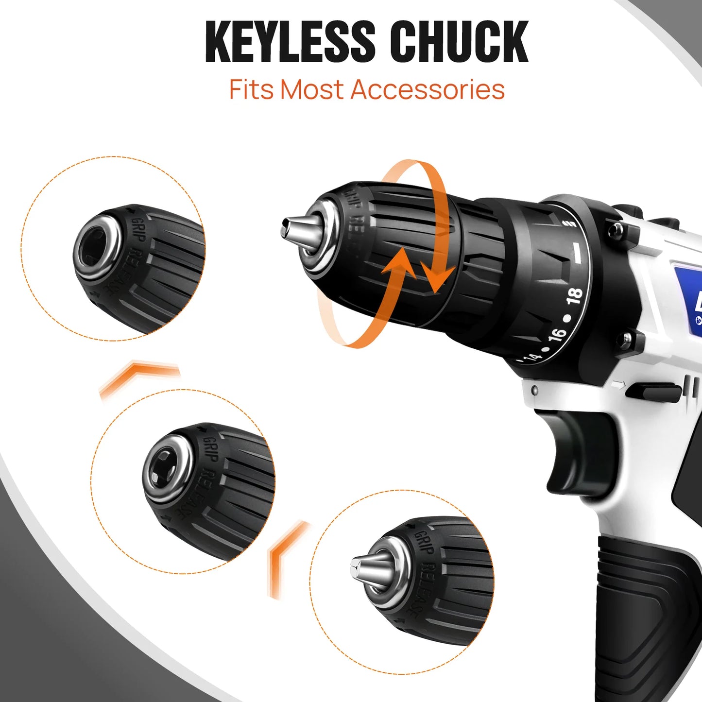 12V Cordless Drill Kit | 18+1 Torque | LED Light | 23-Piece Home DIY Set