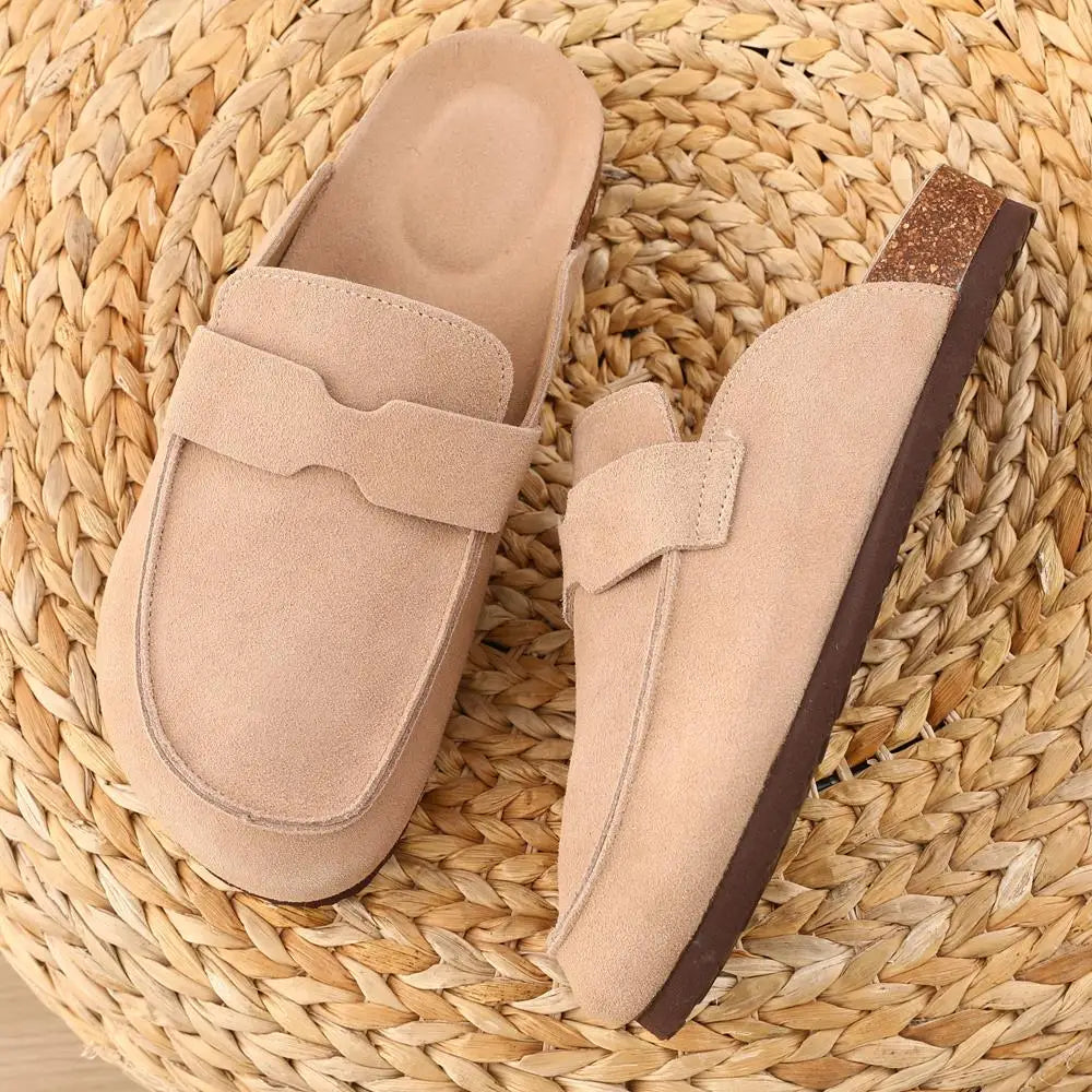 Women's Classic Faux Suede Cork Slippers with Arch Support