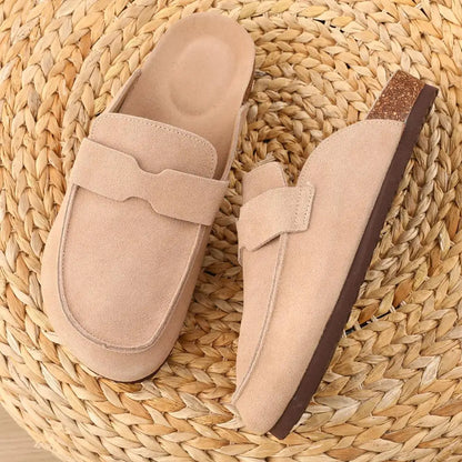 Women's Classic Faux Suede Cork Slippers with Arch Support