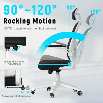Adjustable High-Back Swivel Chair with Lumbar Support