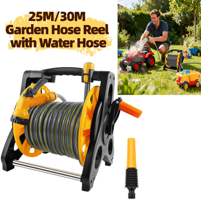 Garden Hose Reel Cart 25m/30m | 7 Spray Modes | Free-Standing or Wall-Mounted