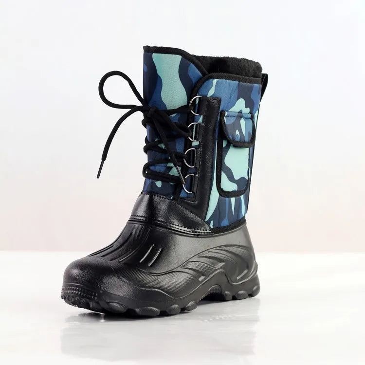 Fur Lined Rain & Snow Work Shoes, Warm Mid-Calf Outdoor Motorcycle Boots
