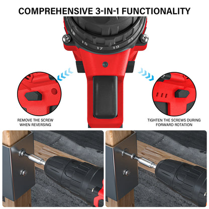 21V Cordless Drill Kit | 45Nm | 29-Piece Set | LED Light | Home DIY