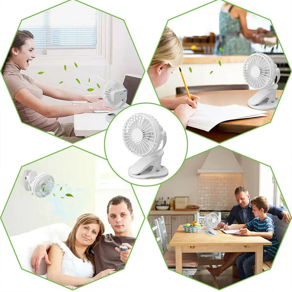Clip On Fan USB Rechargeable - pram clip