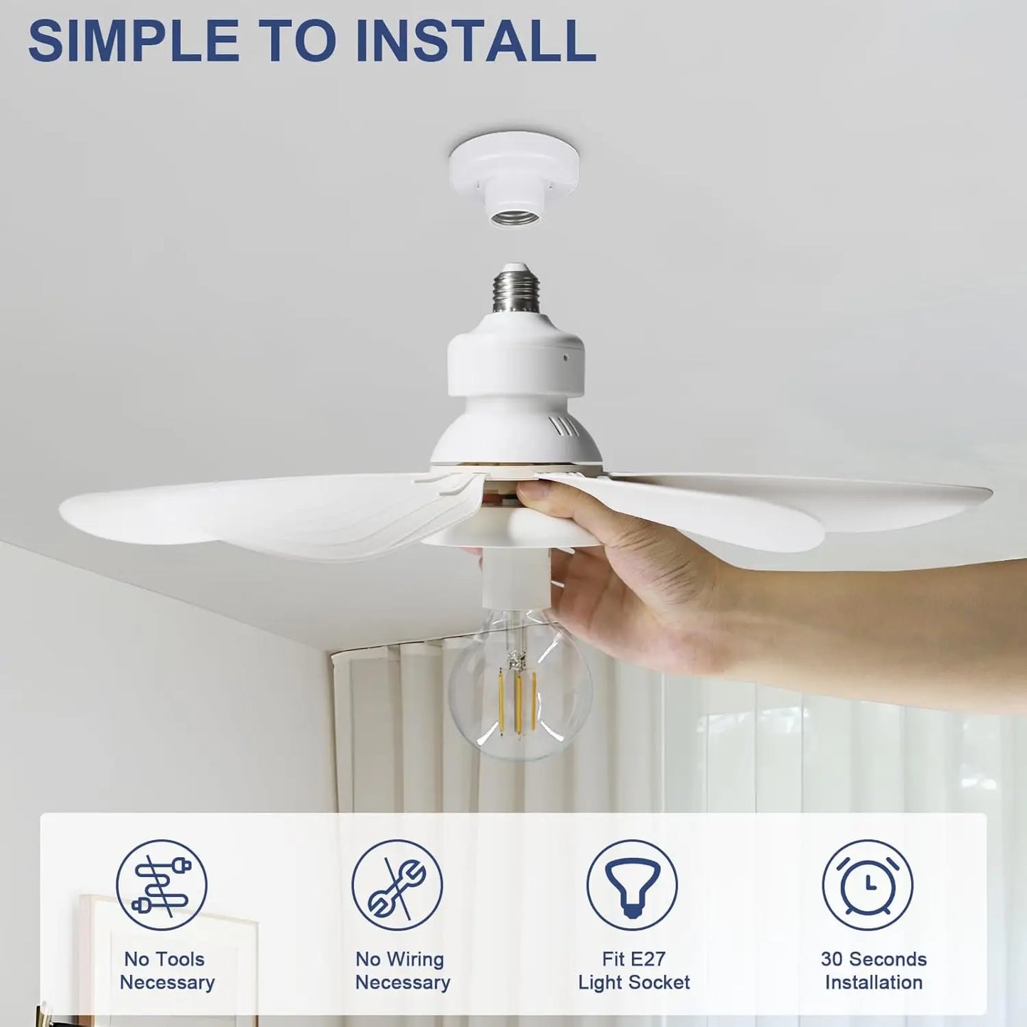 E27 Socket Ceiling Fan - remote control