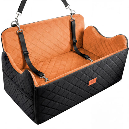 Large Dog Car Seat Booster | Memory Foam Pet Travel Bed | Non-Slip Safety Belt