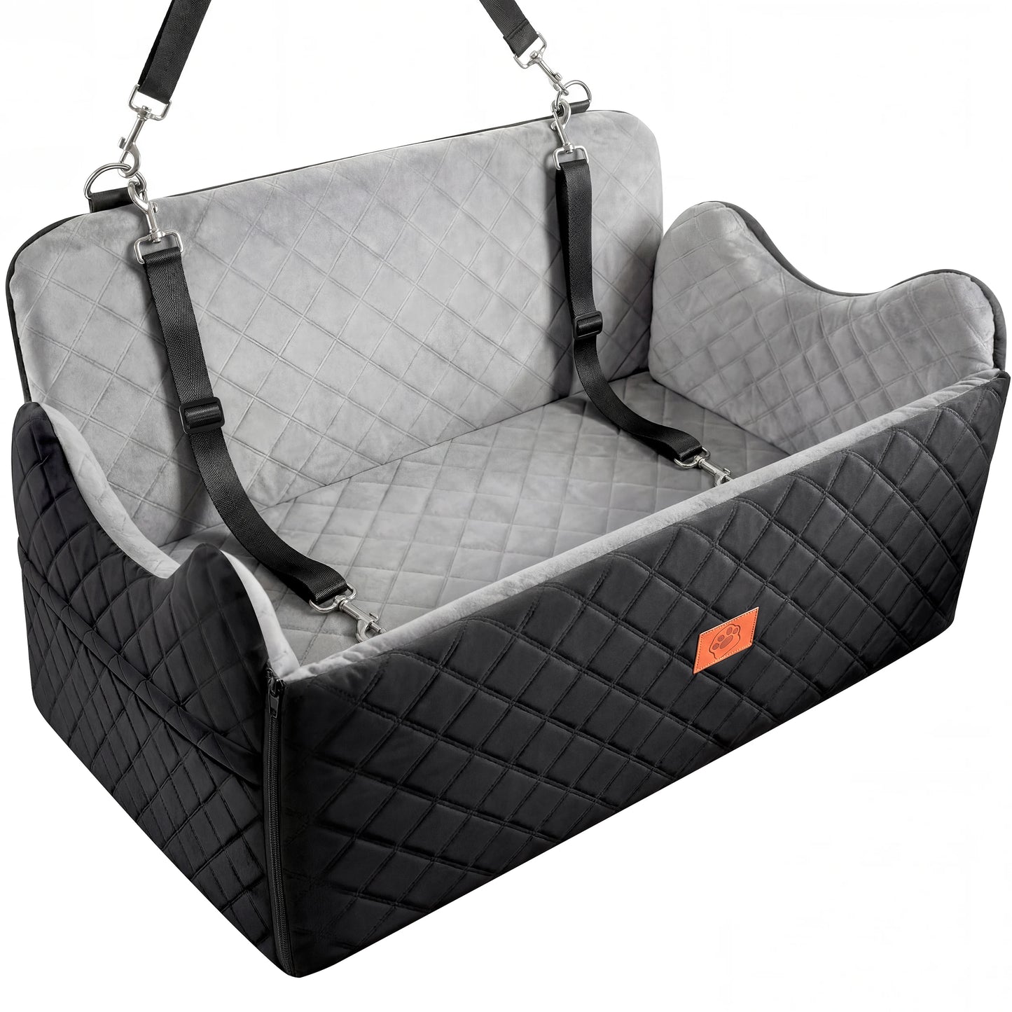 Large Dog Car Seat Booster | Memory Foam Pet Travel Bed | Non-Slip Safety Belt