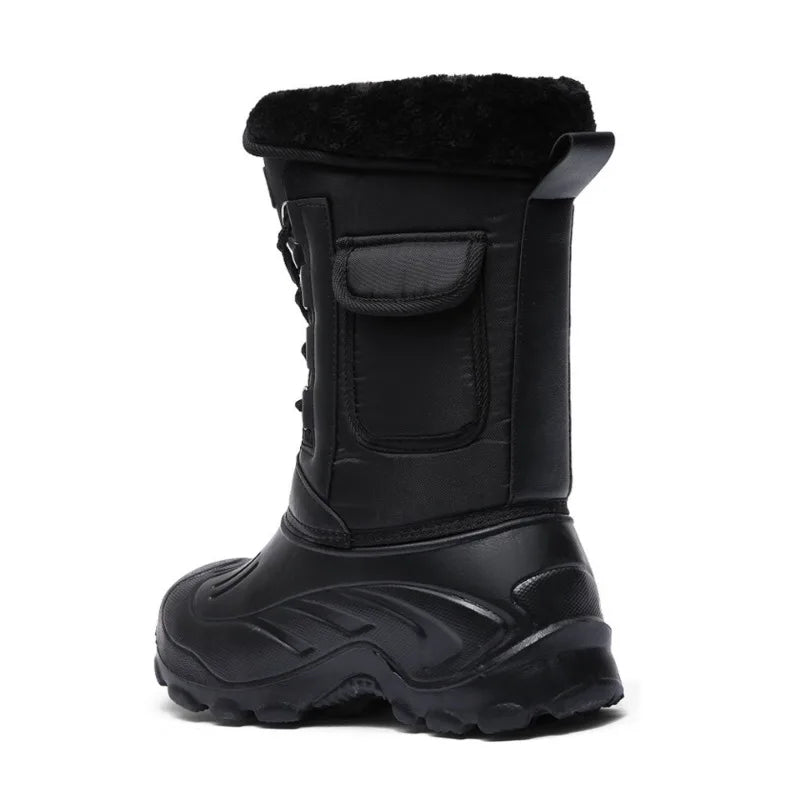 Fur Lined Rain & Snow Work Shoes, Warm Mid-Calf Outdoor Motorcycle Boots