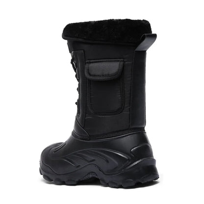 Fur Lined Rain & Snow Work Shoes, Warm Mid-Calf Outdoor Motorcycle Boots