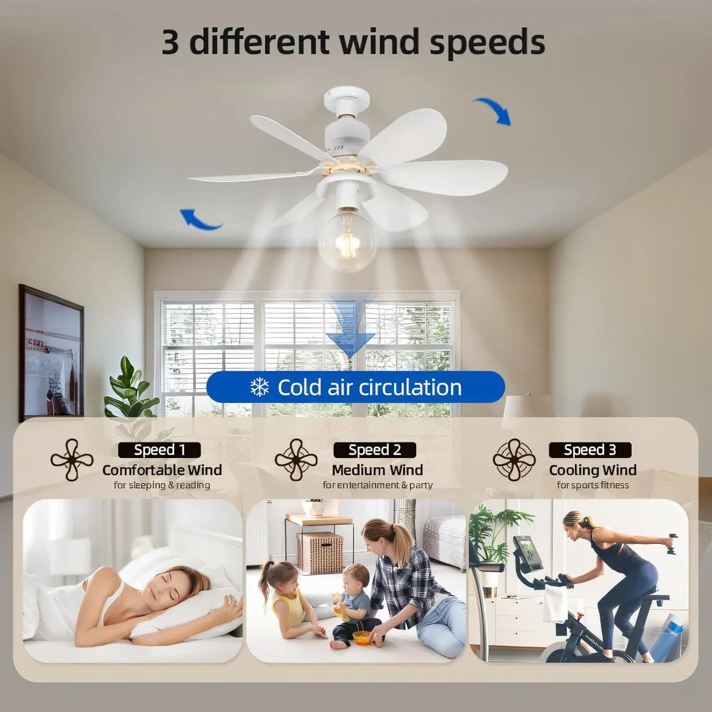 E27 Socket Ceiling Fan - easy install