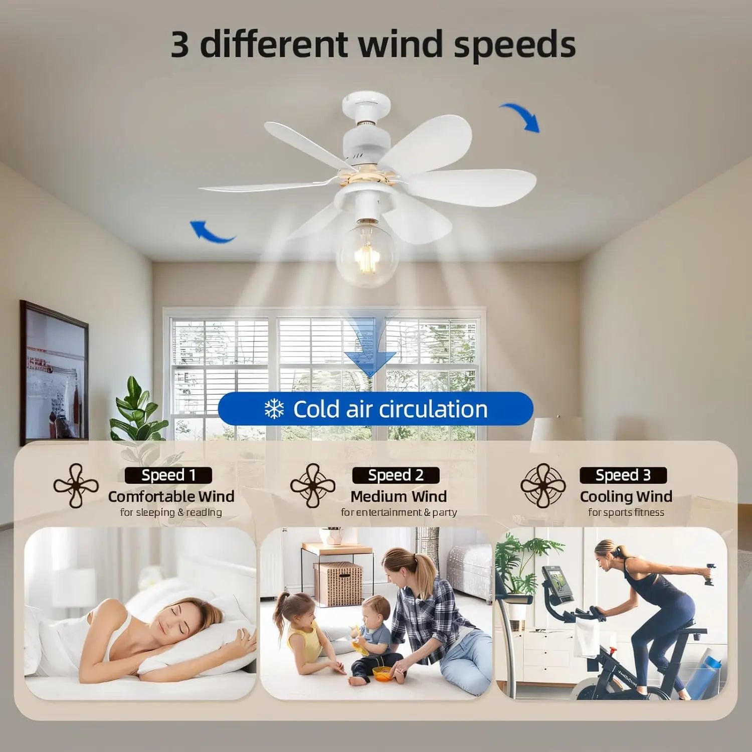 E27 Socket Ceiling Fan - easy install