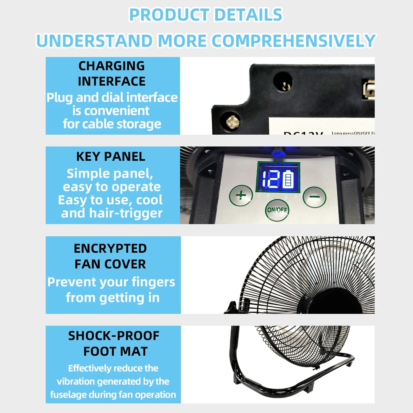 Solar Portable Fan - features