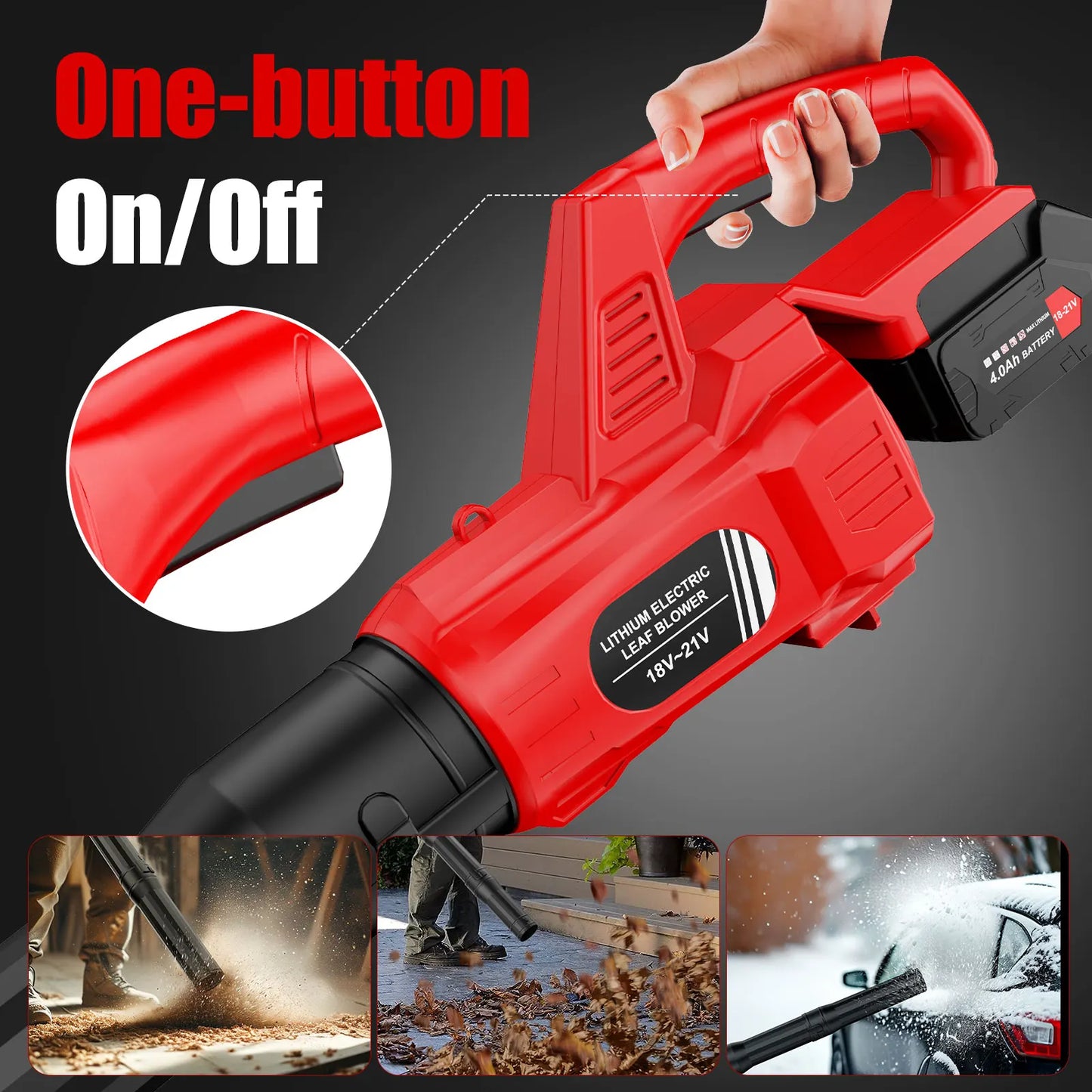 21V Cordless Leaf Blower 580CFM | Dual Battery & Charger | Garden Patio Lawn
