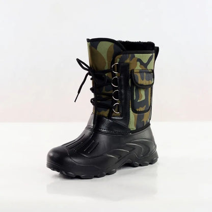 Fur Lined Rain & Snow Work Shoes, Warm Mid-Calf Outdoor Motorcycle Boots