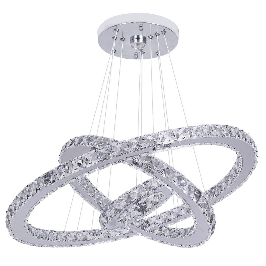 Crystal Chandelier LED Pendant Lights Silver with Remote Control (60+40+20cm)