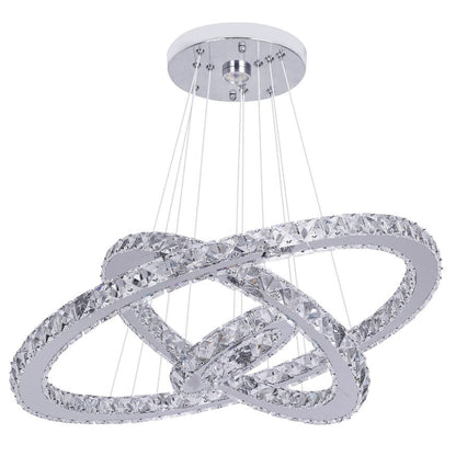 Crystal Chandelier LED Pendant Lights Silver with Remote Control (60+40+20cm)