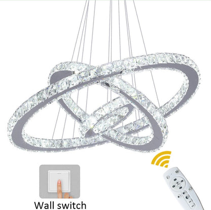 Crystal Chandelier LED Pendant Lights Silver with Remote Control (60+40+20cm)