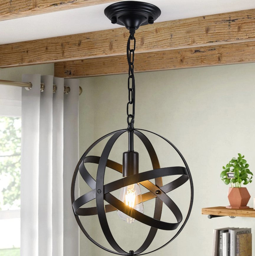 Black Industrial Ceiling Pendant Light 1Way 30cm Metal E27