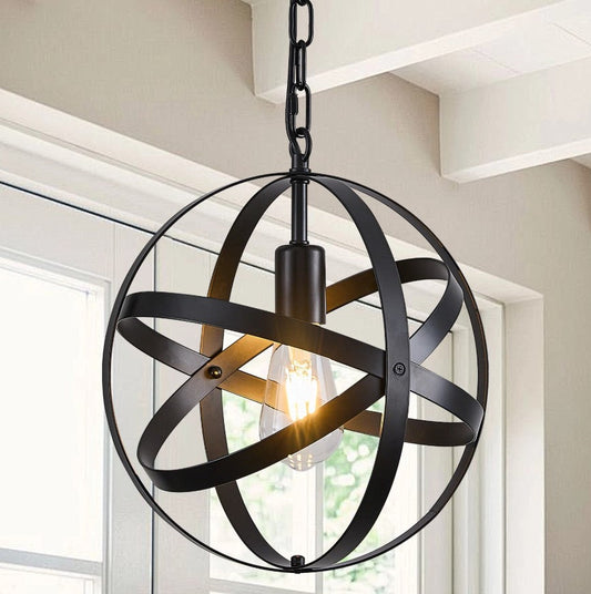 Black Industrial Ceiling Pendant Light 1Way 30cm Metal E27