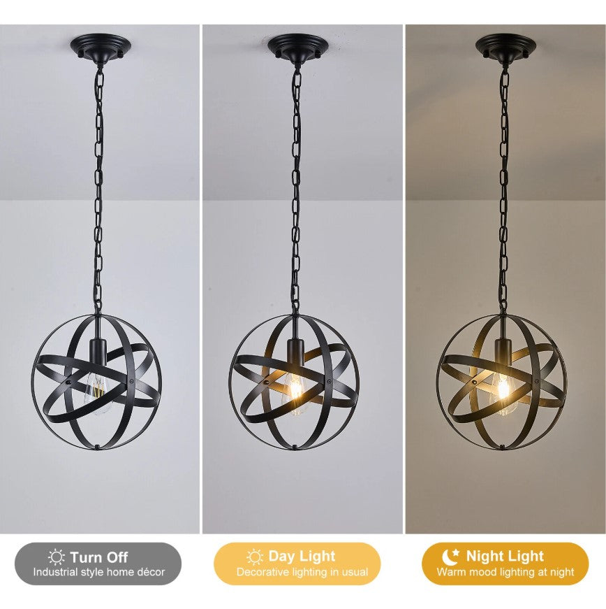 Black Industrial Ceiling Pendant Light 1Way 30cm Metal E27