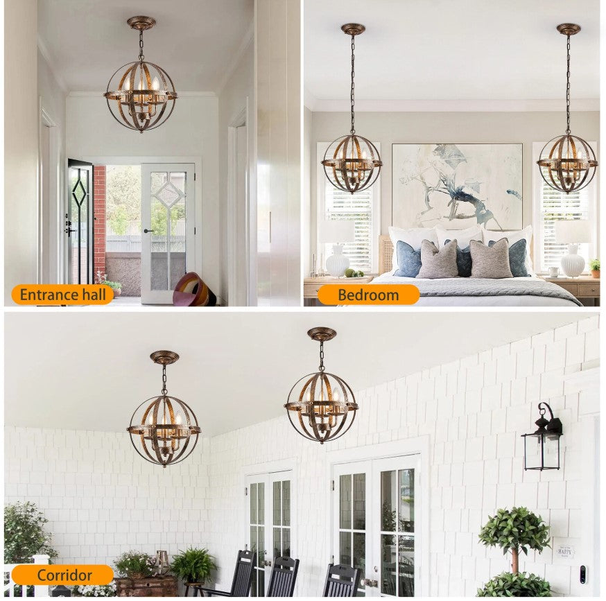Pendant Light Industrial Globe Lighting Chandelier Hanging Bronze/Black 32cm