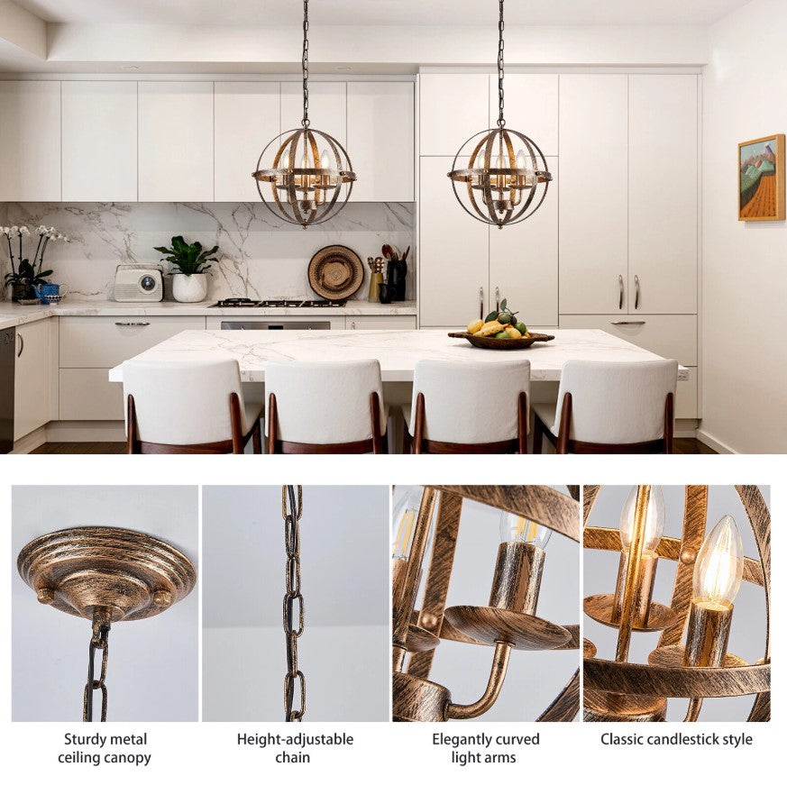 Pendant Light Industrial Globe Lighting Chandelier Hanging Bronze/Black 32cm
