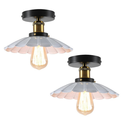 2Pack Ceiling Light Flush Mount E27 Lamp White Scalloped Shade Modern