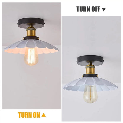 2Pack Ceiling Light Flush Mount E27 Lamp White Scalloped Shade Modern
