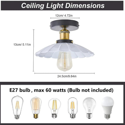 2Pack Ceiling Light Flush Mount E27 Lamp White Scalloped Shade Modern