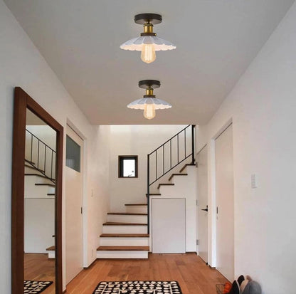 2Pack Ceiling Light Flush Mount E27 Lamp White Scalloped Shade Modern