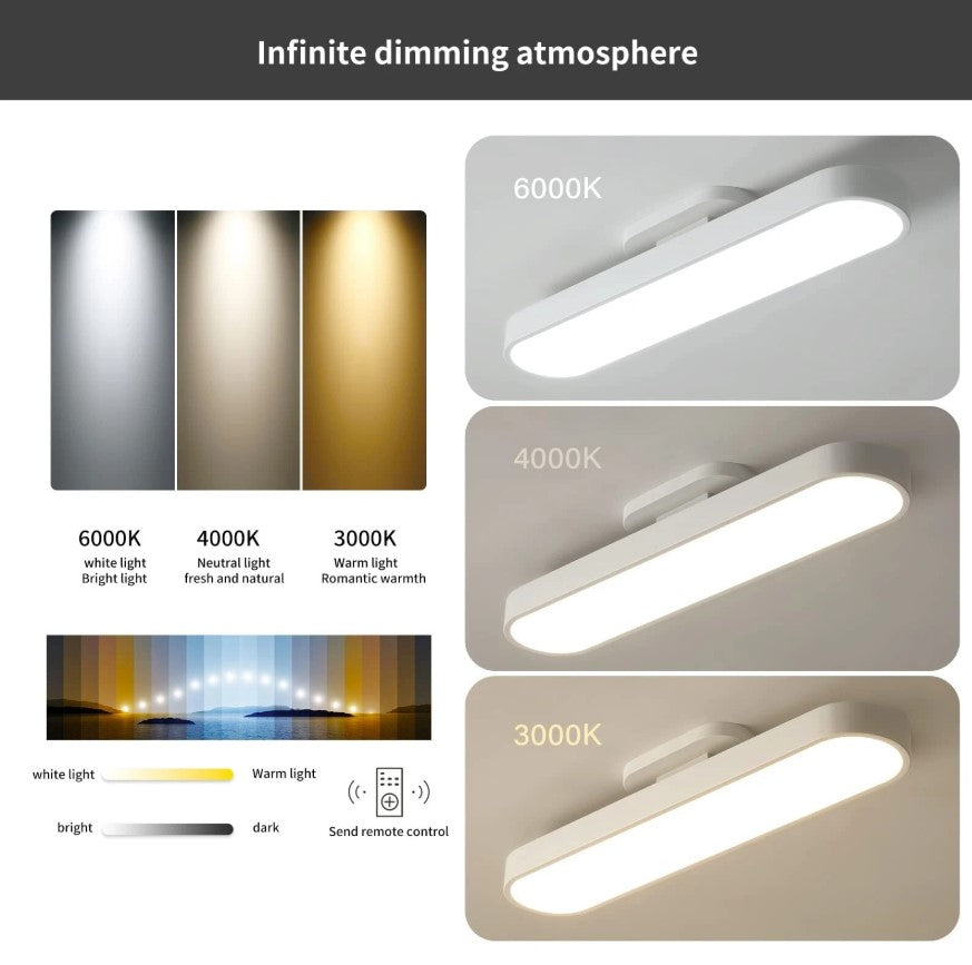 Flush Mount LED Ceiling Light Black/White with Remote Control 70cm Dimmable