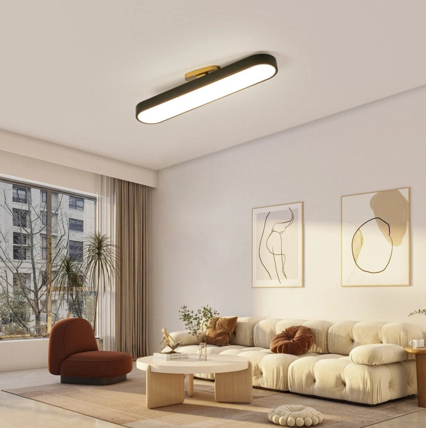 Flush Mount LED Ceiling Light Black/White with Remote Control 70cm Dimmable