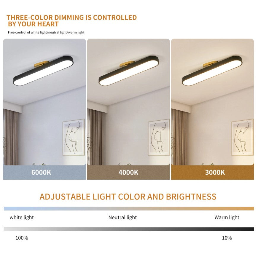 Flush Mount LED Ceiling Light Black/White with Remote Control 70cm Dimmable