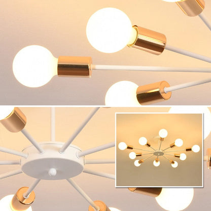 Modern Chandelier 10Lights Semi Flush Mount Ceiling Light White/Black 70cm